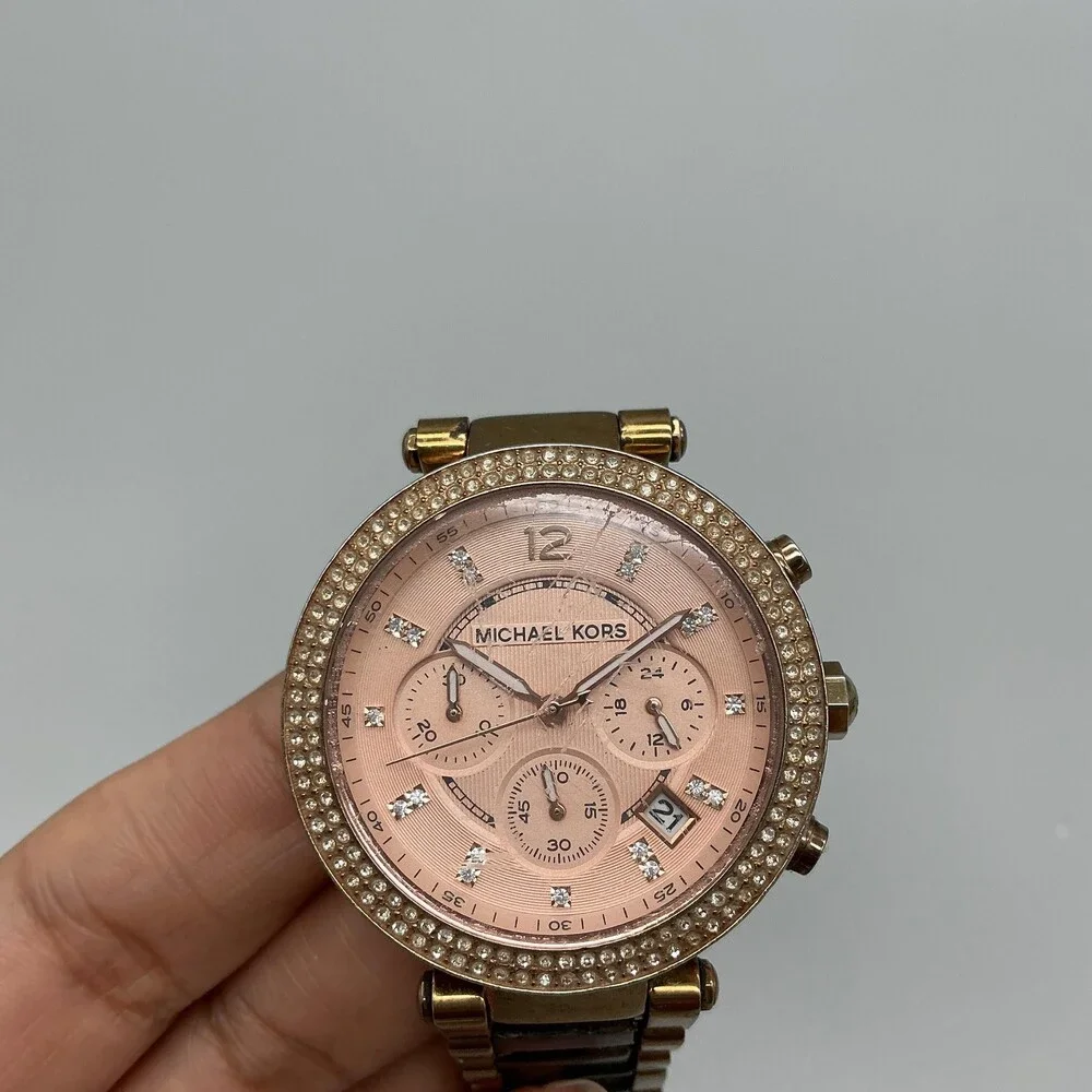 Michael Kors MK-5538 Womens Watch 39mm Rose Gold Tone New Battery 7.75